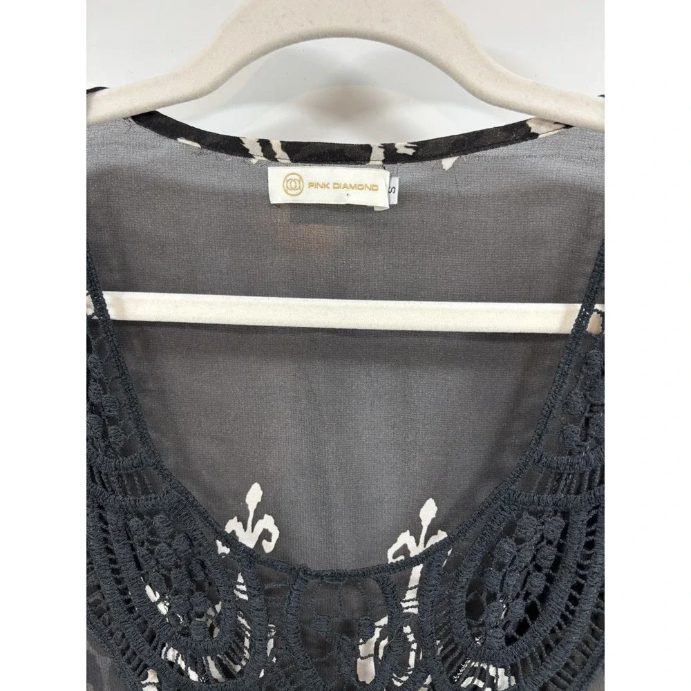 Pink Diamond Cover Up Semi Sheer Top Free‎ Size Crochet Neck